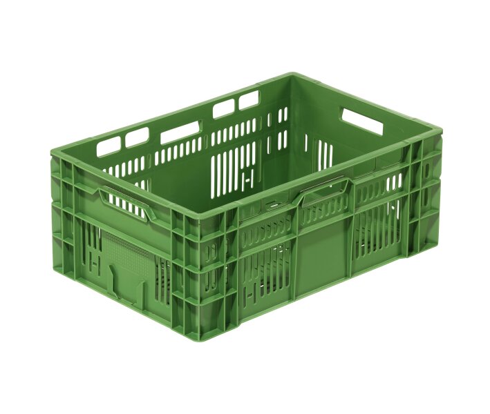Klappbox grün - 600 x 400 x 170 mm - aus lebensmittelechtem HDPE